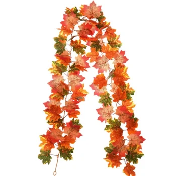 Artificial Christmas Fall Maple Garland Autumn Hanging Fall Leave Vines For Home Party Thanksgiving Fireplace Door Frame