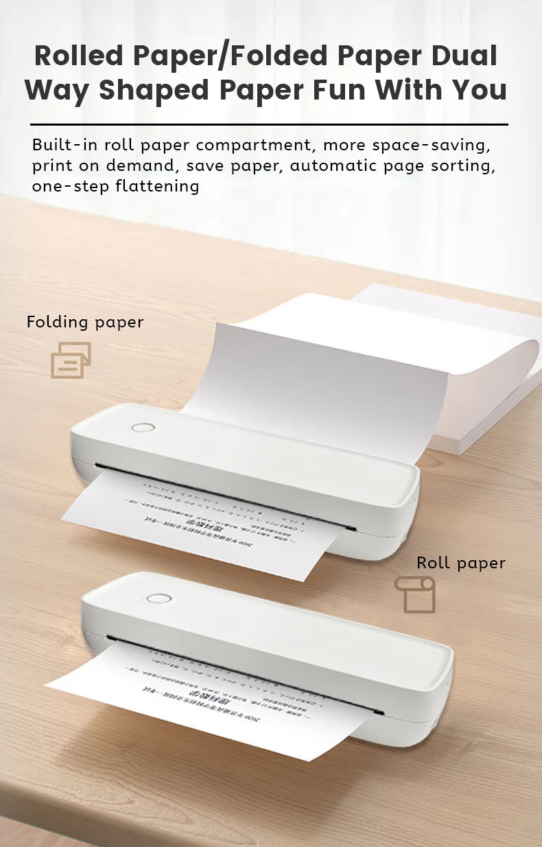 Mini Impressora Impressora Portátil A4 Térmica Compacta Para Imagem De Documento Negócios Casa Do Escritório Android