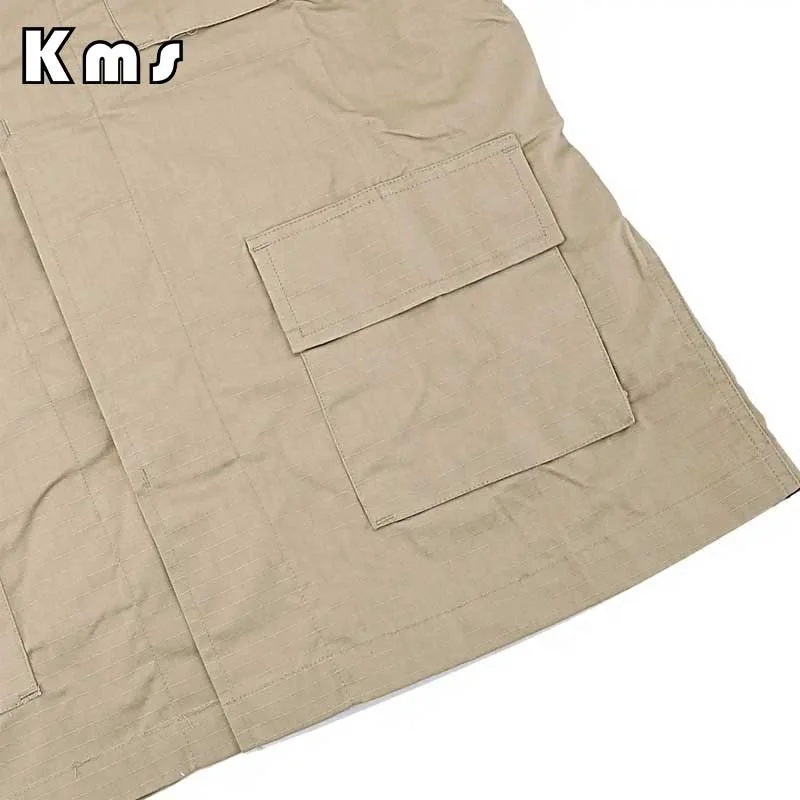 KMS Custom Logo Security Guard Work Uniform Khaki BDU Suit Combat Tactical Clothing Tactical Uniforms for Security Guards