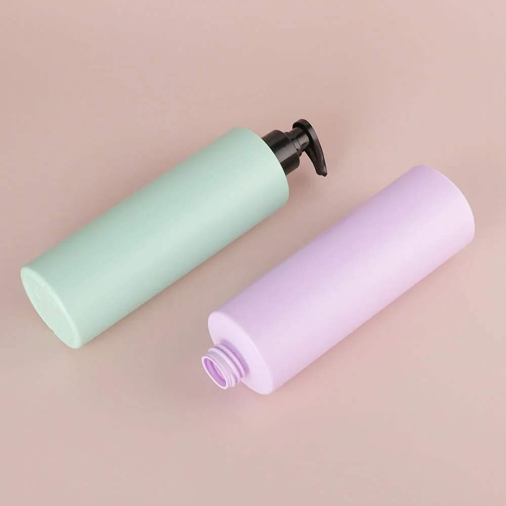 New Cosmetic Packaging HDPE Plastic Bottle Luster Round 400ml Shampoo Hair Care Bottle