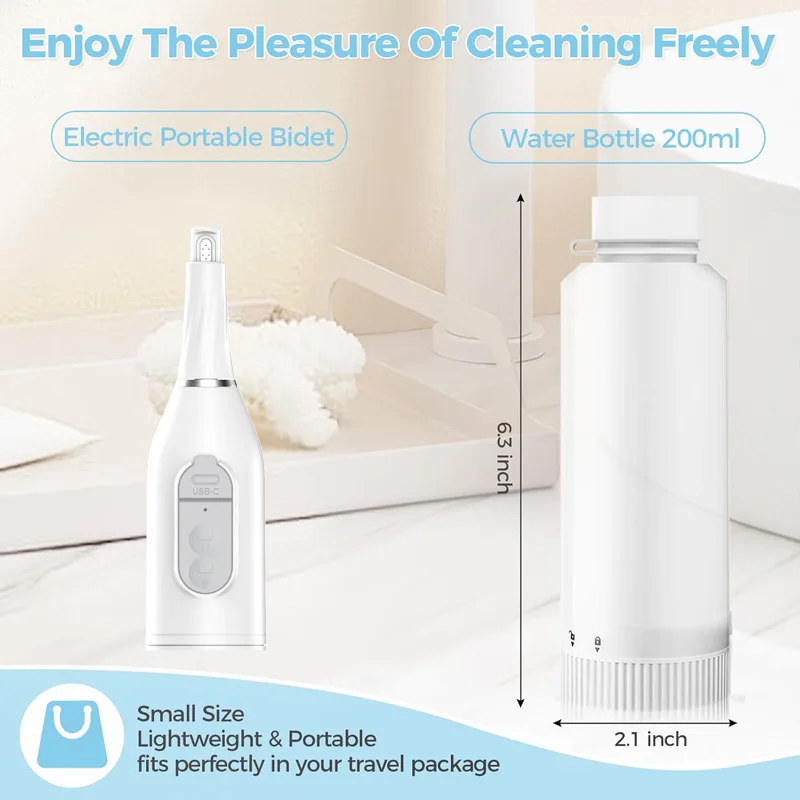 Portable Travel  Rechargeable Bidet with Inner Diameter 30mm Retractable Nozzle, IPX7Waterproof Handheld Bidet for Hygiene Care factory