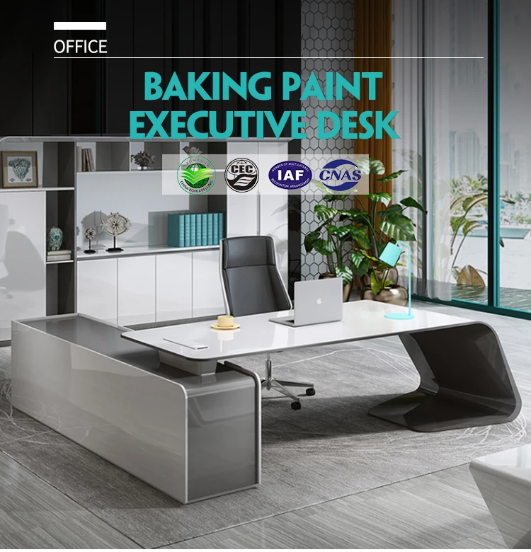 Baking Paint Desk Luxury Modern L Shape Office Furniture Highend