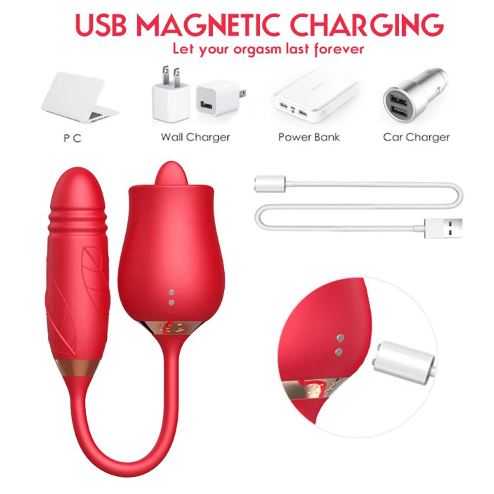10 Speed Vibrating G Spot Bullet Massager Women Sucking Rose Vibrator Waterproof Rose Shape Sucking Vagina Thrusting Vibrator