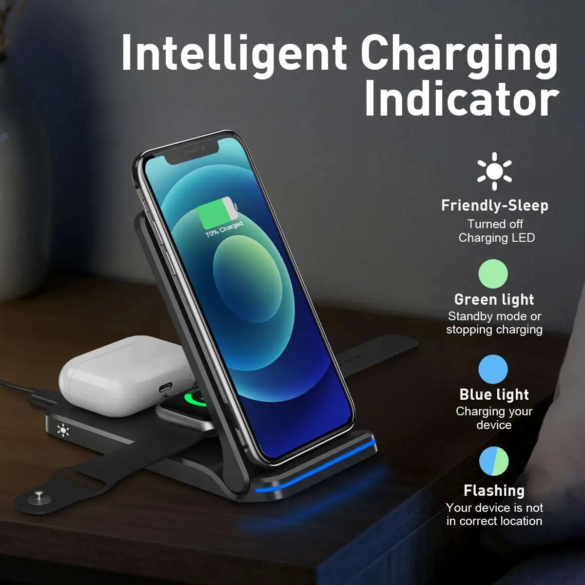 Бесплатный образец 3 в 1 Беспроводное зарядное устройство Подставка Быстрая зарядка держатель для сотового телефона многофункциональное Беспроводное зарядное устройство