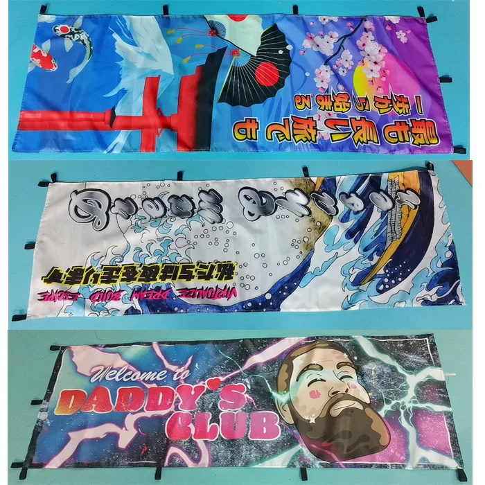 2025 New Promotion Custom Design Digital Printing Garage Decoration Nobori Flag 180*60CM 10*30CM Japanese Advertising Banner