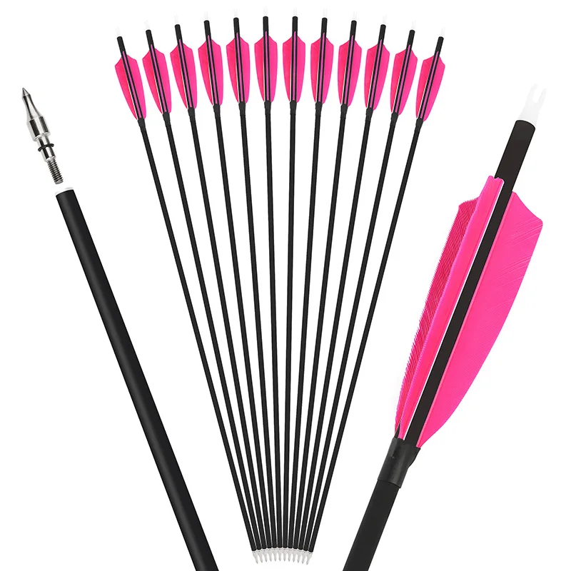 Frecce In Carbonio Per Tiro Con L'Arco – Spine 500 – Piume 3″ – Blu/Nero – 28/30/31 Pollici