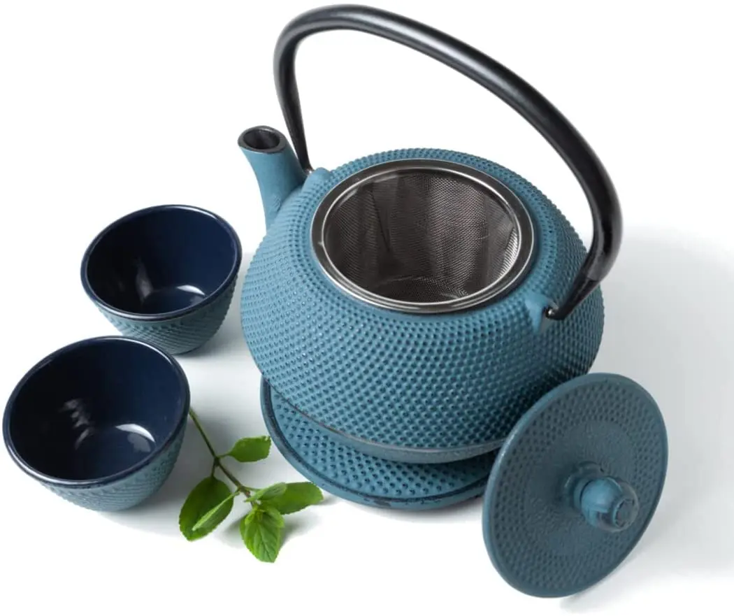 Custom Logo Brand Tea Set Gift Box Japanese Style Cast Iron Teapot Cup