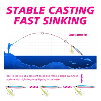 Trail-Blazing Little Skinny Quick-Sinking Fast-Pulling Iron Plate 40g-80g Hook Luminous Hard Artificial Bait Sea Fishing – Hard Lure – view 5