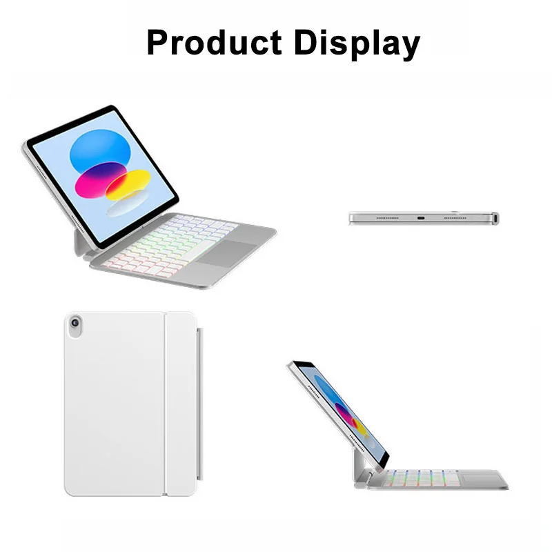 Premium Bluetooth Magic Keyboard Case with Backlit Trackpad PU/Al Ultra-Slim OEM/ODM Multi-Touch/Voice Drop-Proof for iPad