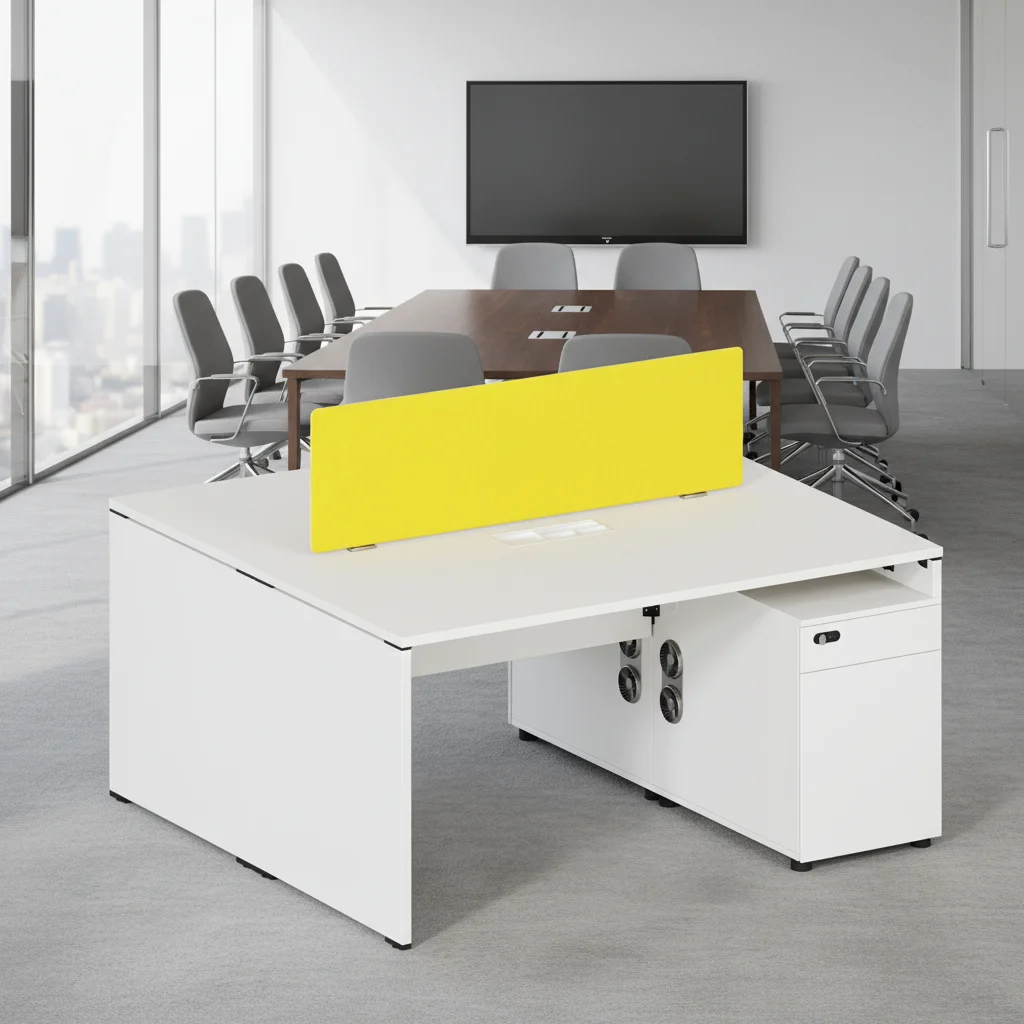 Double Row Professional Workstation Desk ABS Connection System Team Office Furniture Steel Frame Layout 3