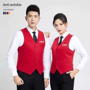 Wholesale Custom logo Anti-wrinkle Anti-pilling Anti-Shrink Supermarket Hotel Attendant Work Formal Suit Vest