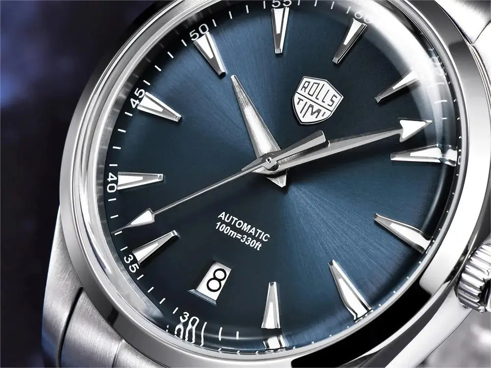 RollsTimi Orologio Automatico Uomo: Lusso Con Movimento NH35A, Vetro Zaffiro, Cinturino Acciaio, Impermeabile 10Bar E Luminoso