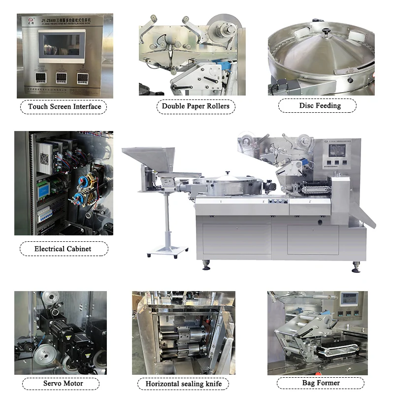 Automatic High Speed Candy Packing Machine Lollipop Packaging Machine Flow Wrapping Machine for Candy/Chocolate/Lollipop details