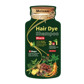 64 Boxes/CTN Herbal Fast Black Hair Color Shampoo OEM ODM Factory Price Black Colored Cream Hair Dye From Meisaar