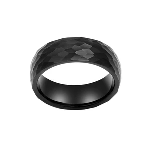 8mm Hot Selling Dome Hammered Tungsten Wedding Band for Men Fashion Jewelry Style Black Titanium Wedding Ring