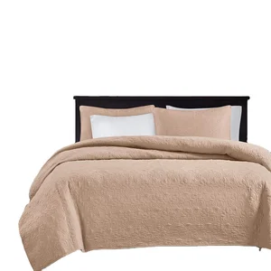 Luxurious Washed Super Soft Microfiber Embroidered Quilt Bedspread Comforter Set