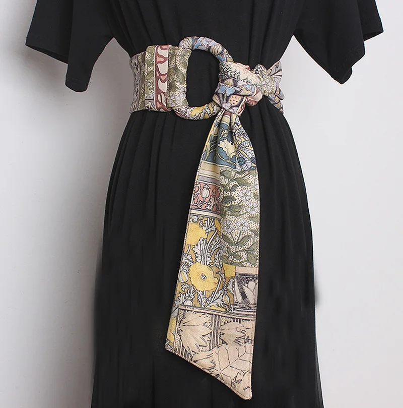 8768 Women\'s Self Tie Wrap Around Obi Soft Wide Waist Band Cinch Boho Dress shengweiao Women main image 2