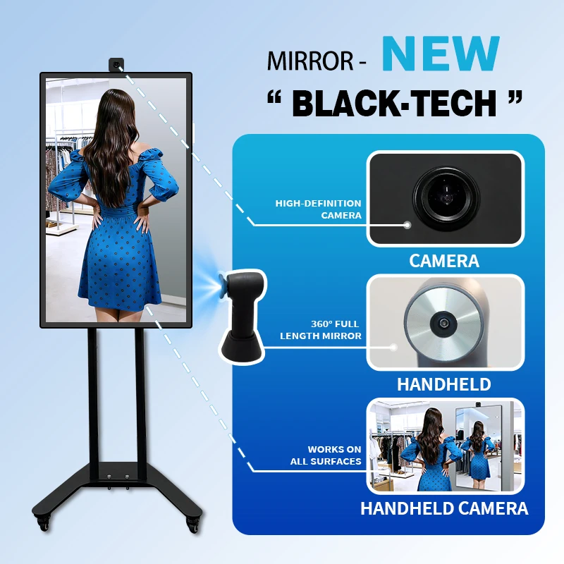 New Product Luxury Floor Standing Mirror Ai Full Length Mirror Resolution Full HD Smart Standing Magic Mirror for Clothing Store