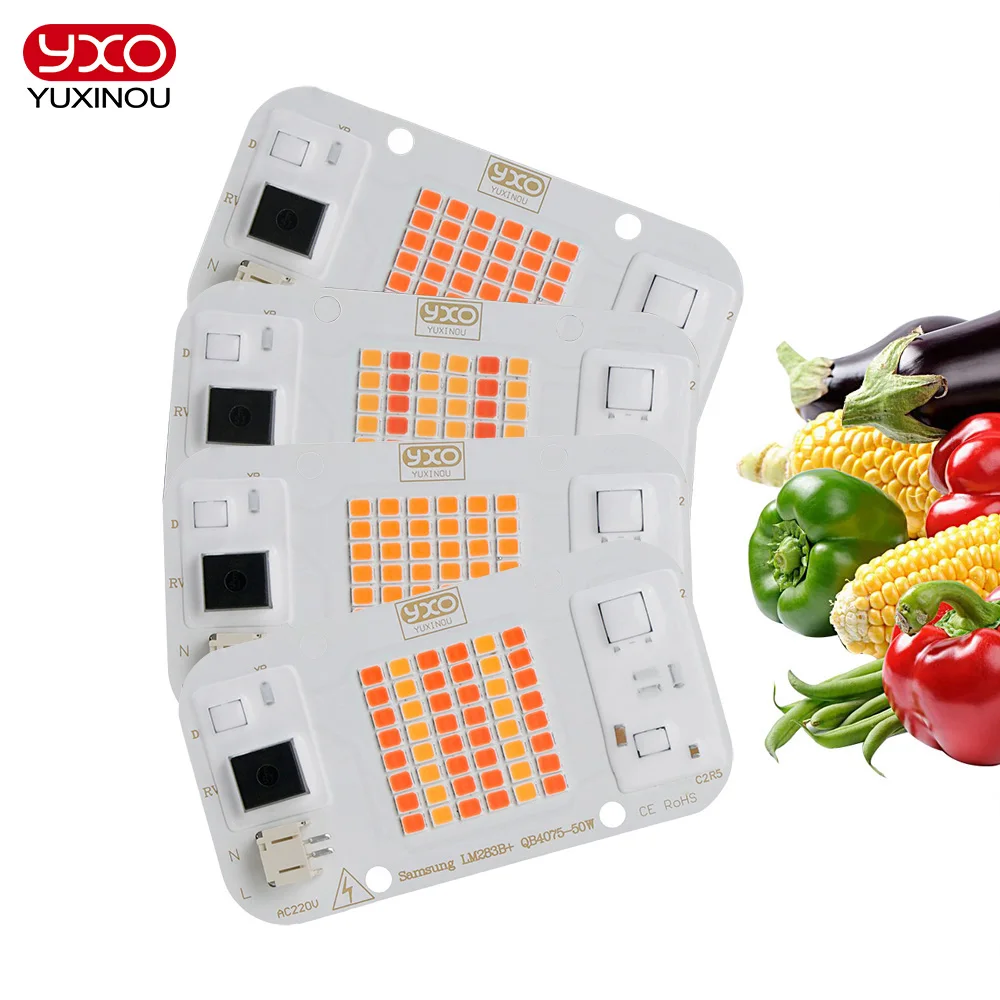 50W Driverless DOB LED Chip AC 220V LED Grow Light Full Spectrum LED Phyto Lamp for Growth Flower Seedling Plant Light