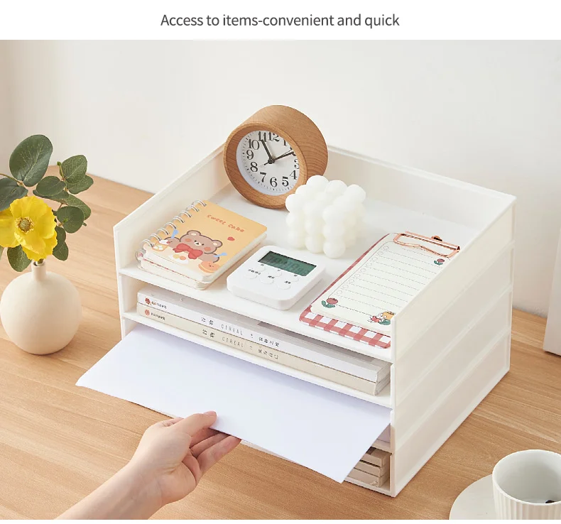 A4 Plastic Storage Box Stackable Office Desk File Rack for Stationery ...