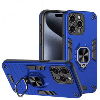 Ring holder bracket PC TPU 2 in1 armor Phone Case for iphone 15 pro max 14 Plus 13 12 11 xs xr 7 8 men hard mobile back cover