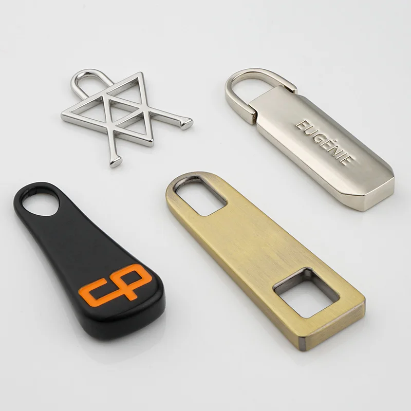 Custom Logo Metal Zip Puller Handbag Metal Zipper Slider 3 Zip Pull Bag
