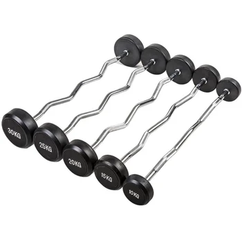 Weightlifting Equipment  Rubber Fixed Straight Barbell Set