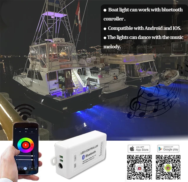 Waterproof Ip68 36w Underwater 12v Submarine Lighting Boat White Blue