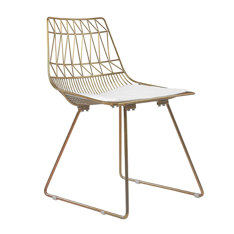 Free Sample Gold Modern Mesh Outdoor Round Dkr Metal Leaf Steel Concrete Stackable Lucy Chairing Dining Side Black Wire Chair