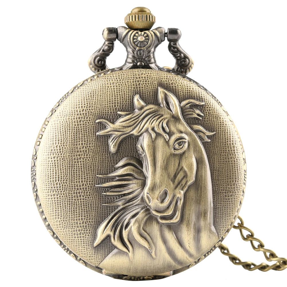 Quartz Vintage Horse Pocket Watch with Chain s-l400.jpg main image 2