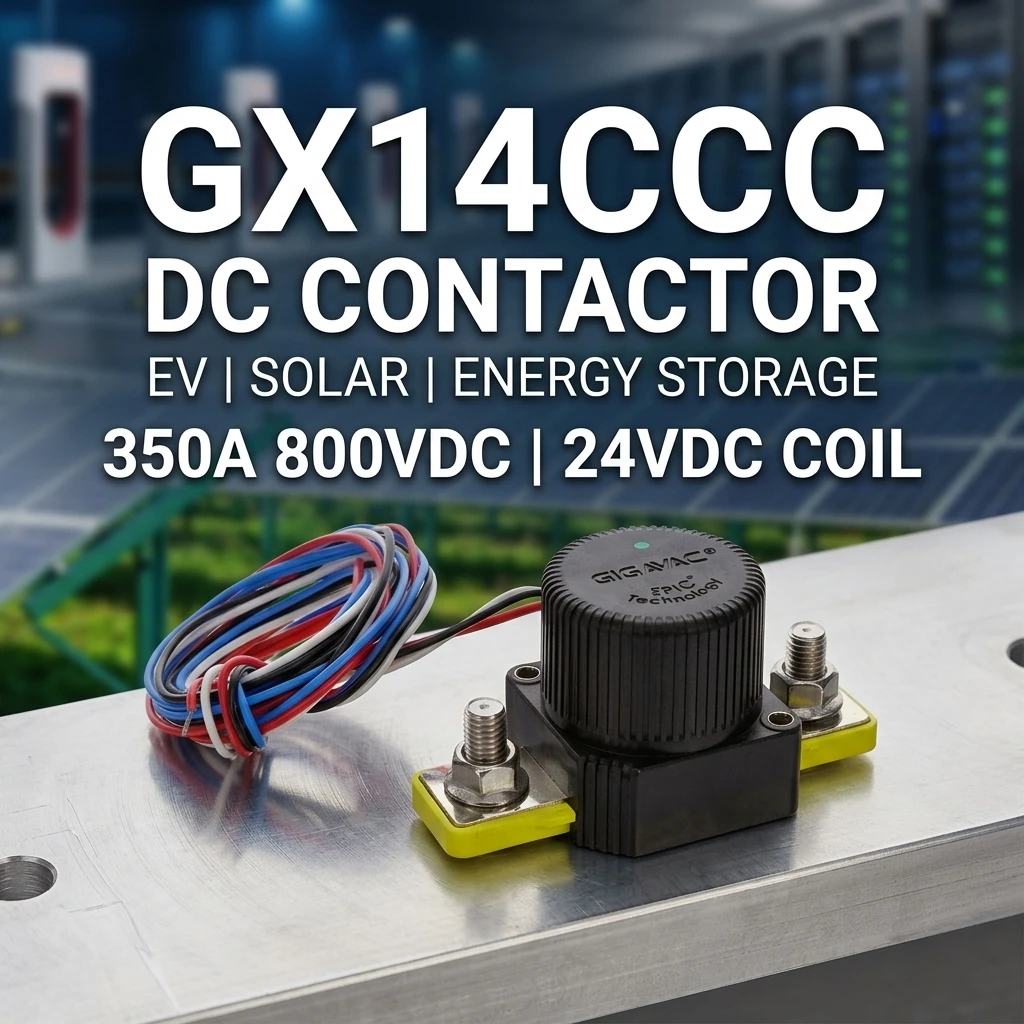คอนแทคเตอร์หลักสำหรับพลังงานสะอาด รุ่น GX14CCC ของ Sensata-Gigavac กระแสไฟฟ้า 350 แอมแปร์ แรงดันไฟฟ้ากระแสตรง 24 โวลต์ สูงสุด 800 โวลต์กระแสตรง ใช้งานได้นานเป็นพิเศษ เหมาะสำหรับสถานีชาร์จรถยนต์ไฟฟ้า (Charging Piles)