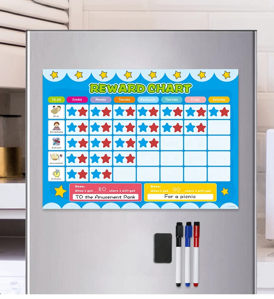 Best Selling Custom PET Material Kids Whiteboard Dry Erase Magnets To-Do List Children's Reward Chart with Features manufacture
