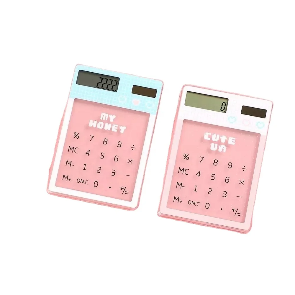 Pinhaijing Transparent Cute Cartoon 8-Digit Calculator Solar Energy Mini Portable Calculator School Supplies Kawaii 