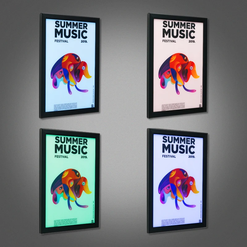 Открытая алюминиевая рамка Светодиодная панель меню световая коробка фоторамка со светодиодными огнями внутри художественная светодиодным светом