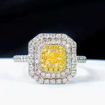 SGARIT jewelry wholesale genuine diamond women ring 18k gold jewelry 0.38ct natural yellow diamond rings