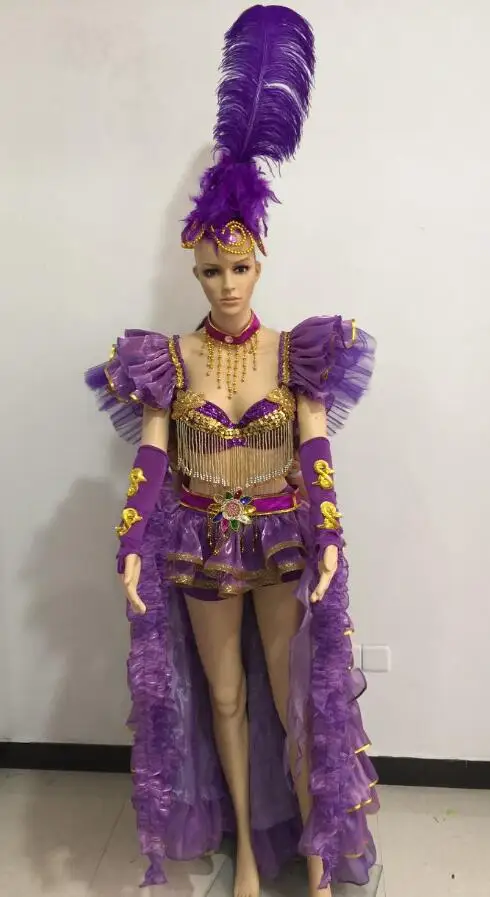 セクシーなパーティーダンスサンバステージコスチュームダチョウ