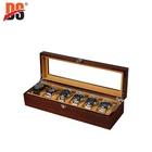 Watch Box Wooden Box Gift Box Handmade Luxury Glossy 6 Slot Collection Velvet Lining Gift Wooden Watch Display Box With Glass Lid