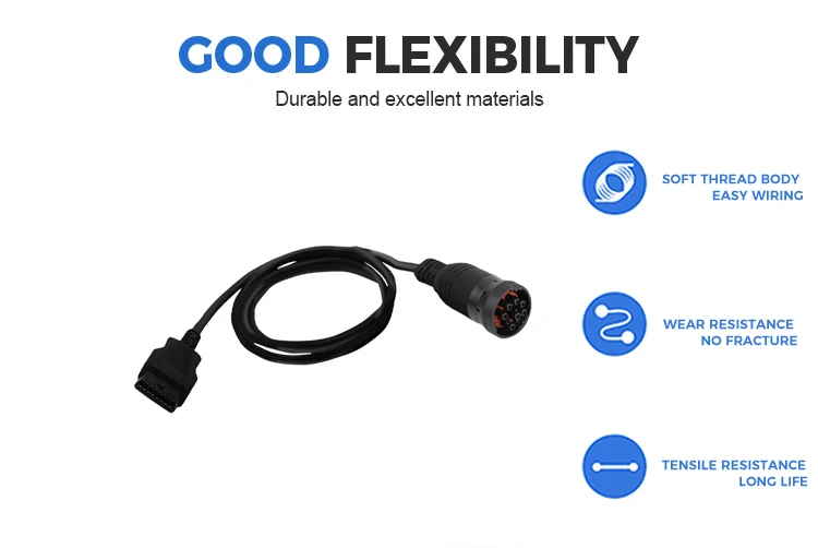 product custom cables black obd2 obdii 16pin j1939 eld cable-5