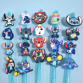 Wholesale Cartoon Lilo Straw Topper Stitch Silicone Lilo Stitch Straw ...