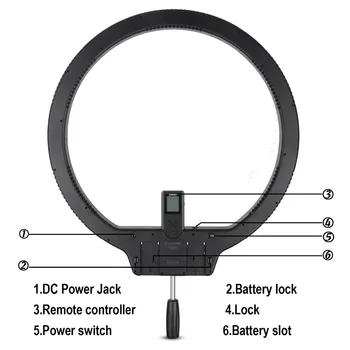 Yongnuo YN608 Selfie Ring Light 3200K~5500K Bi-Color Wireless Remote LED Video Light with Handle Grip detail image