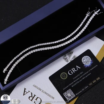 Hot-sale 2mm 3mm Moissanite Chain Diamond Tennis Link  Silver Chain VVS Moissanite Tennis Fine Jewelry Bracelet