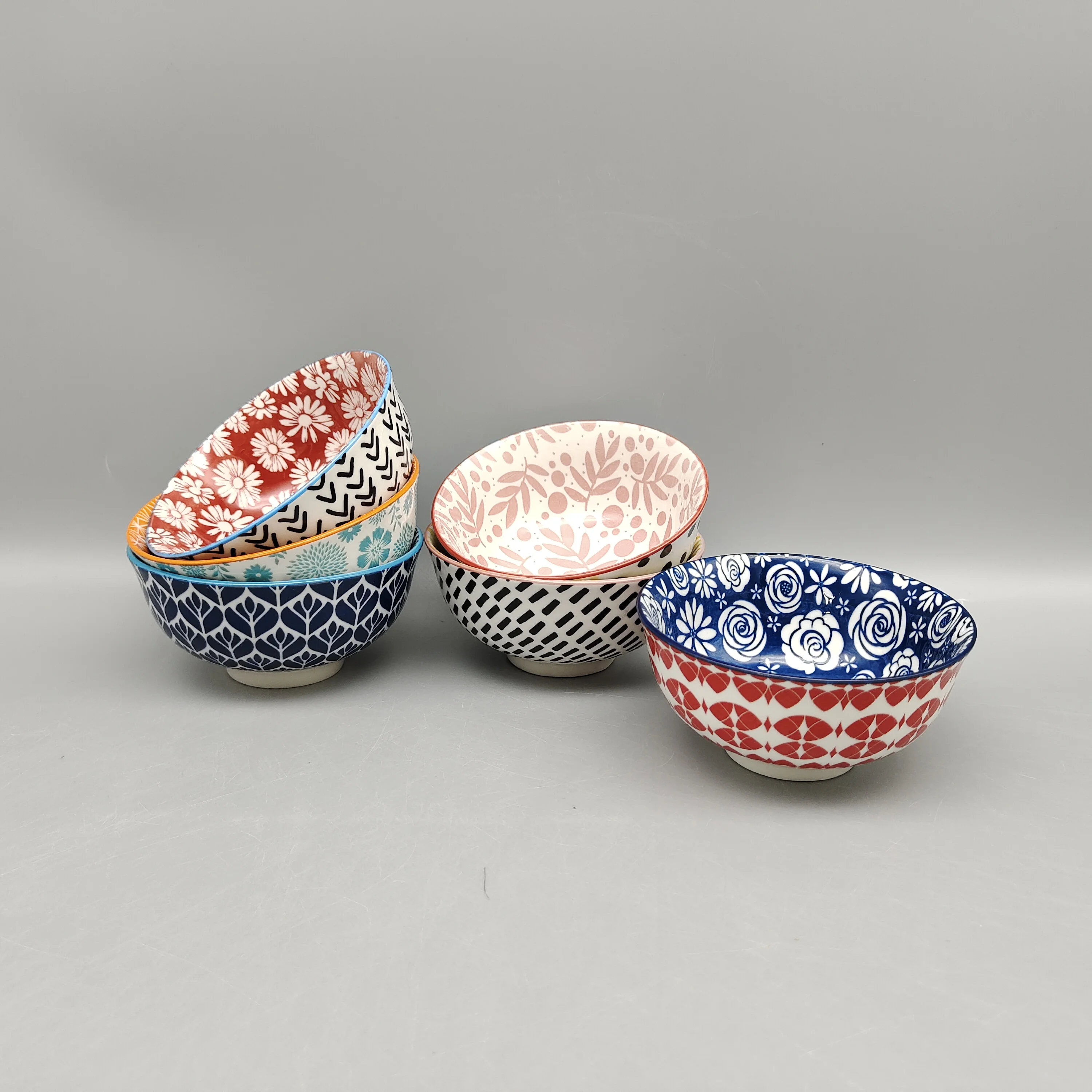 Lot De 4 Bols En Porcelaine 600 Ml Style Bohème – Motifs & Couleurs Uniques, Idéal Céréales, Salades, Soupes, Fruits