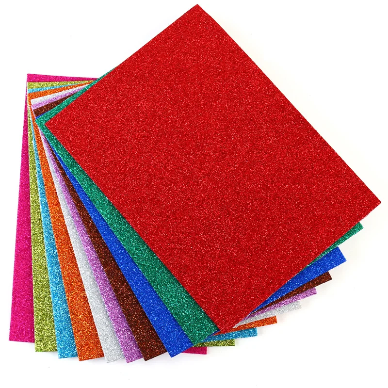 PATIKIL 10 Feuilles Mousse Pailletée EVA Vert Clair 30x20cm 2mm Adhésif Dos - Artisanat DIY