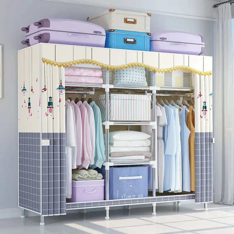 Simple Cloth Closet With Zipper Steel Pipe Thickened Reinforcement ...