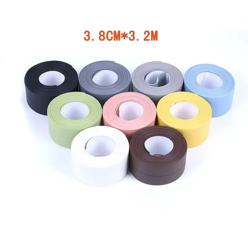 White Grey PVC Bathroom Shower Sink Bath Sealing Strip Tape Waterproof Sticker for Bathroom Custom Molded and Cut to Size factory