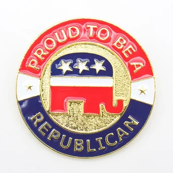 Custom Metal American Patriotic Enamel Letter USA Republican Elephant Brooch for Wedding Engagement for Children Main Alloy