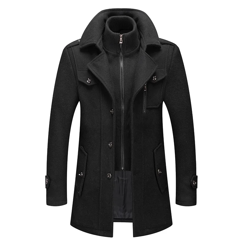 Autumn And Winter New Men's Double Collar Woolen Warm Plus Size Long Coat Windproof Jacket For Men_voghion.com