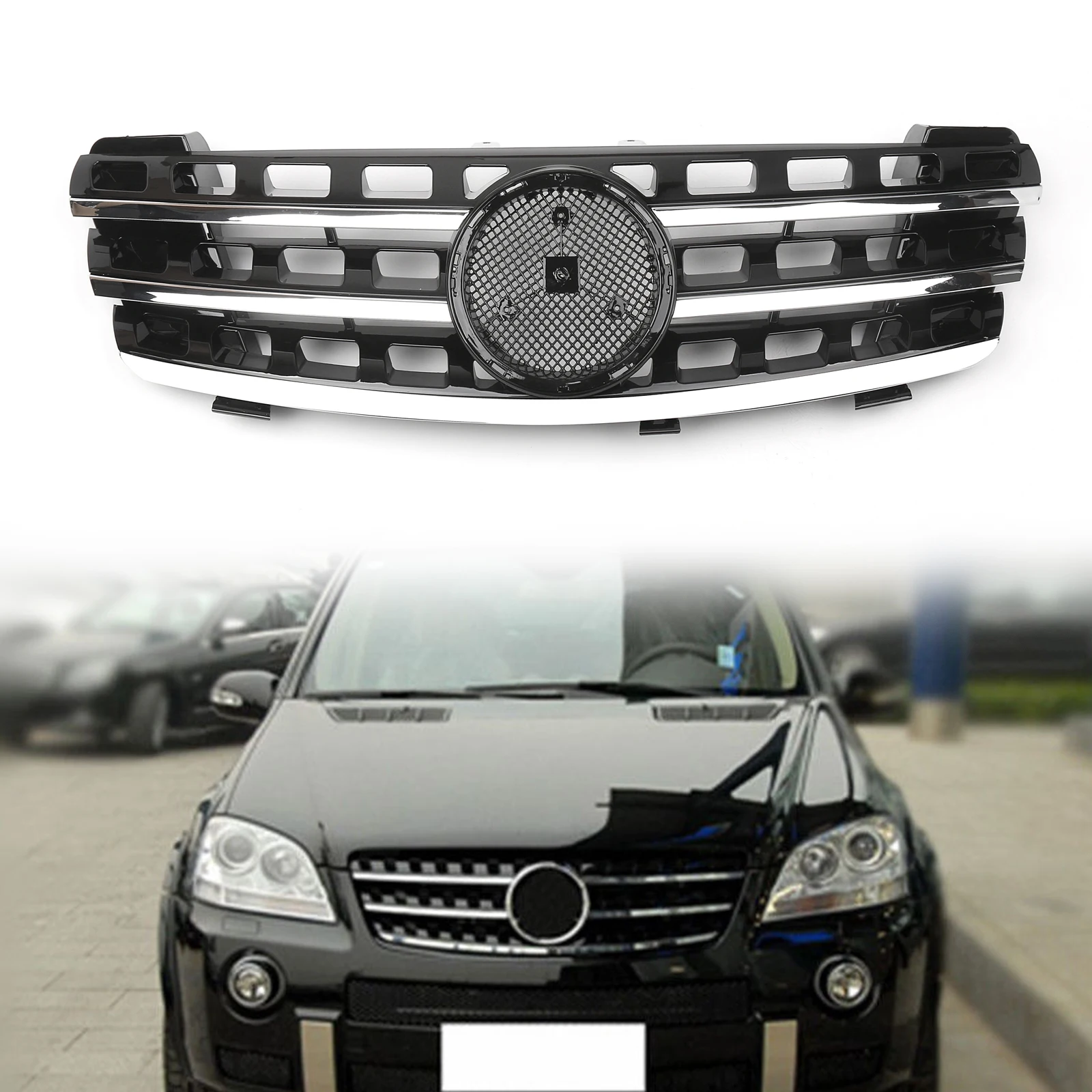 Tilpasning Årvågenhed Hurtig Wholesale Areyourshop 3 Fin Front Hood Sport Black Chrome Grill Grille For  Benz ML Class W164 2005 2006 2007 2008 With Decal From m.alibaba.com