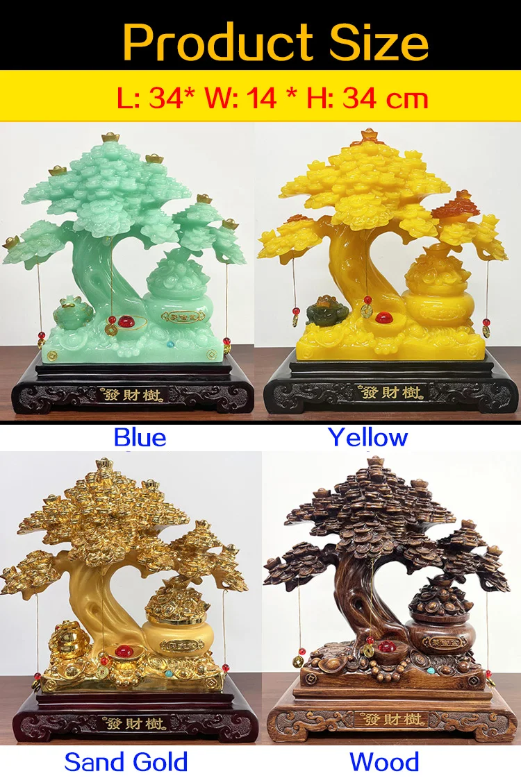 2024 China Feng Shui Decorative Feng Shui Decoration Popular Lucky Money Tree Gemstone Tree Resin Statue