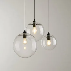 Zeal Lighting Hanging Glass Balls Chandelier Minimalist Creative Kitchen Restaurant Glass Pendant Light